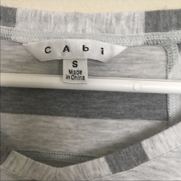 CAbi grey striped v neck tech long sleeve top - Picture 4 of 6